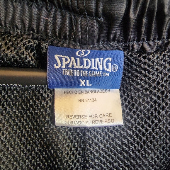 SPALDING Black Blue Side striped Drawstring Sport Windbreaker Sweat Pants XL - Picture 4 of 8